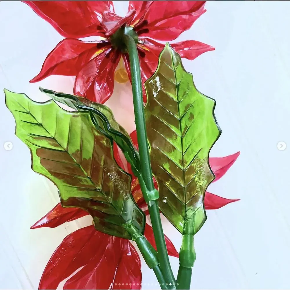 Vintage Christmas Poinsettia Lucite 1968 CK Ind Red Flower Double Flower ONE
